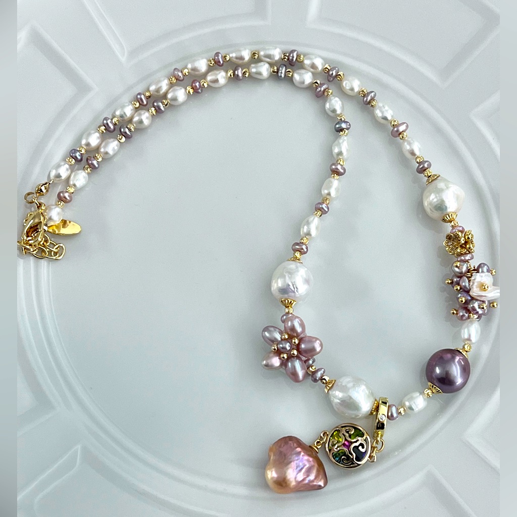 Handmade Freshwater Edison Flameball Pearl Flower Detachable Pendant 65$